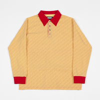 Hockey All Over Long Sleeve Polo Shirt - Gold / Maroon thumbnail