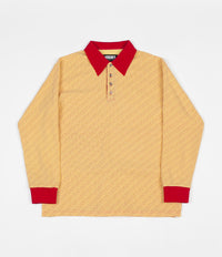 Hockey All Over Long Sleeve Polo Shirt - Gold / Maroon