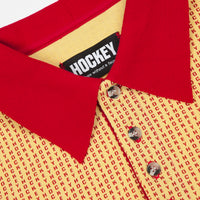 Hockey All Over Long Sleeve Polo Shirt - Gold / Maroon thumbnail