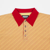 Hockey All Over Long Sleeve Polo Shirt - Gold / Maroon thumbnail