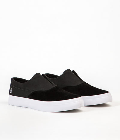 HUF Dylan Slip On Shoes - Black / Black / White