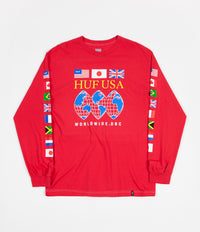 HUF Global Domination Long Sleeve T-Shirt - Scarlet