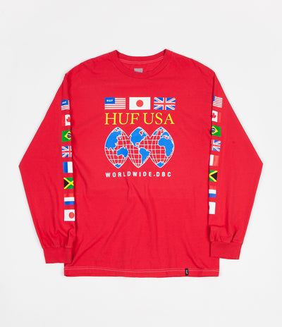 HUF Global Domination Long Sleeve T-Shirt - Scarlet