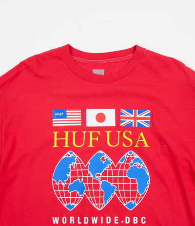 HUF Global Domination Long Sleeve T-Shirt - Scarlet