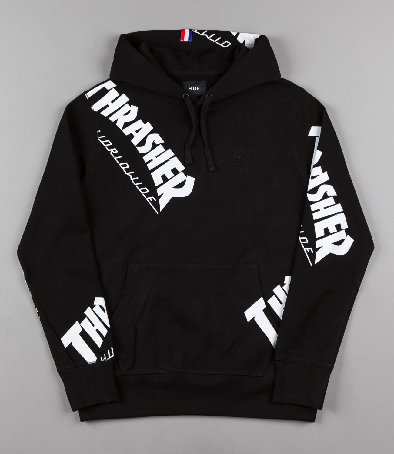 HUF x Thrasher TDS Allover Hooded Sweatshirt - Black | Flatspot