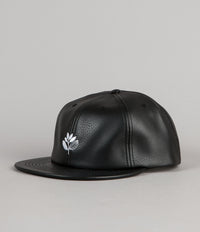 Magenta Brode Leather Cap - Black