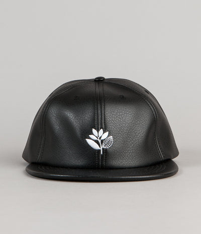 Magenta Brode Leather Cap - Black