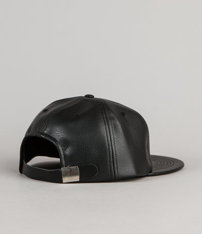 Magenta Brode Leather Cap - Black