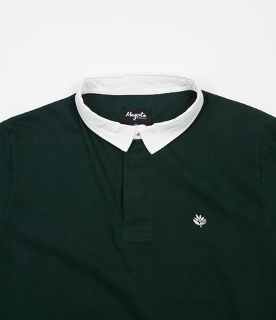 Magenta Plant Long Sleeve Polo Shirt - Forest Green