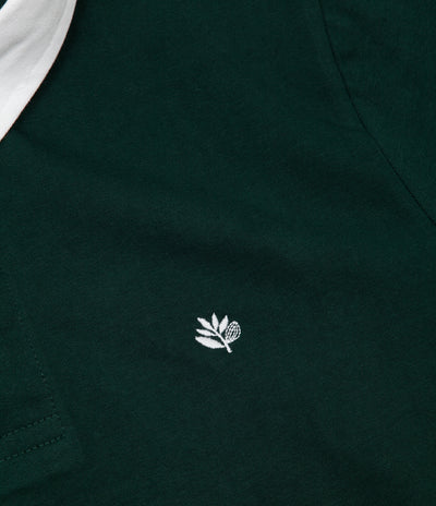 Magenta Plant Long Sleeve Polo Shirt - Forest Green