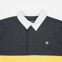 Magenta Plant Long Sleeve Rugby Shirt - Dark Heather Grey / Pale Yellow / White thumbnail