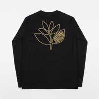 Magenta Plant Outline Long Sleeve T-Shirt - Black / Gold thumbnail