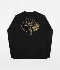 Magenta Plant Outline Long Sleeve T-Shirt - Black / Gold