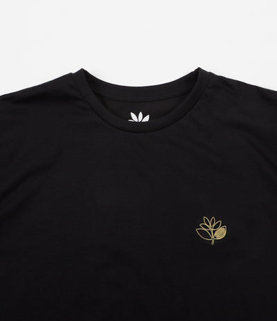 Magenta Plant Outline Long Sleeve T-Shirt - Black / Gold