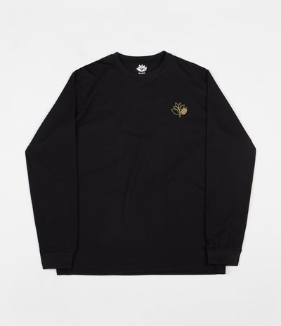 Magenta Plant Outline Long Sleeve T-Shirt - Black / Gold