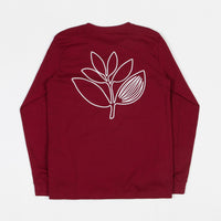 Magenta Plant Outline Long Sleeve T-Shirt - Burgundy thumbnail