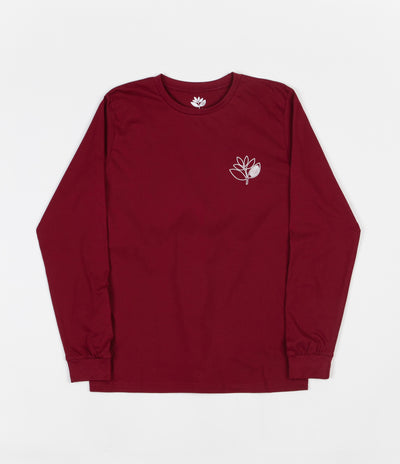 Magenta Plant Outline Long Sleeve T-Shirt - Burgundy