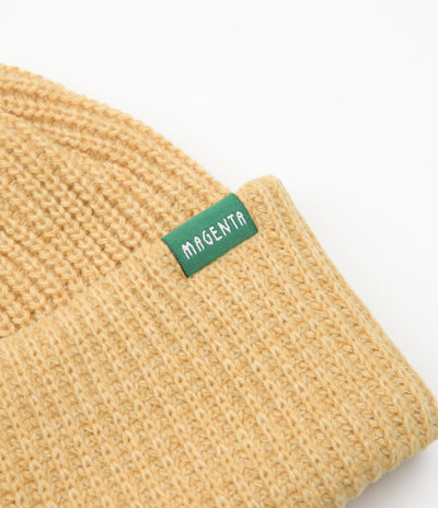 Magenta Script Beanie - Yellow