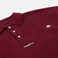 Magenta Waffle Long Sleeve Polo Shirt - Burgundy thumbnail