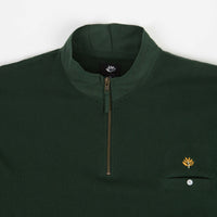 Magenta Waffle Zip Polo Neck Sweatshirt - Green thumbnail