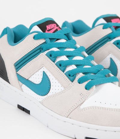 Nike SB Air Force II Low Shoes - White / Teal Nebula - Black - Pink Flash