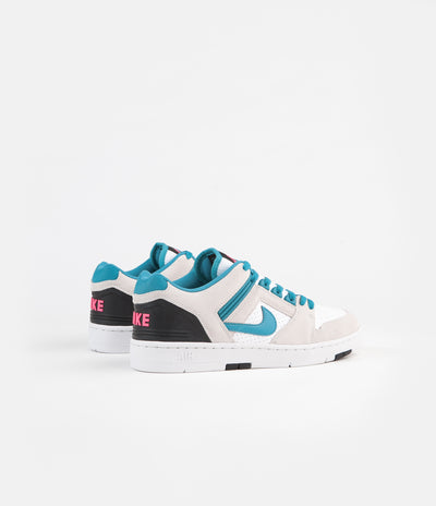 Nike SB Air Force II Low Shoes - White / Teal Nebula - Black - Pink Flash