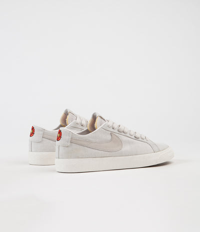 Nike SB Blazer Low Canvas Deconstructed Shoes - Phantom / Light Bone - Habanero Red