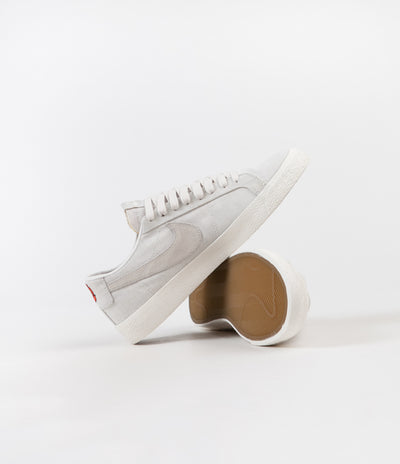 Nike SB Blazer Low Canvas Deconstructed Shoes - Phantom / Light Bone - Habanero Red