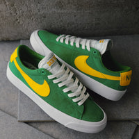 Nike SB Blazer Low Pro GT Shoes - Lucky Green / University Gold - Black - White thumbnail