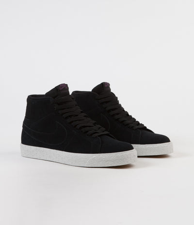 Nike SB Blazer Mid Deconstructed Shoes - Black / Black - Pro Purple