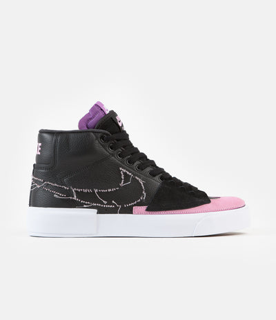 Nike SB Blazer Mid Edge Shoes - Black / Pink Rise - White - Purple Nebula