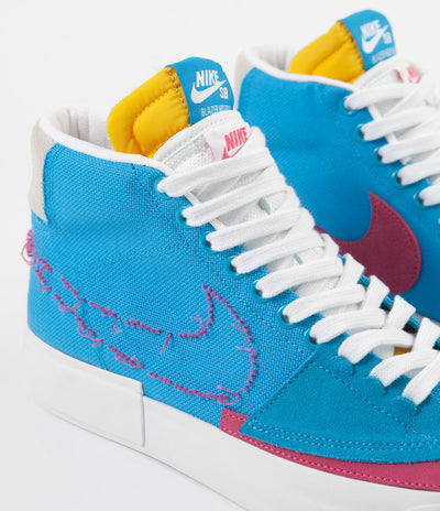 Nike SB Blazer Mid Edge Shoes - Laser Blue / Watermelon - University Gold