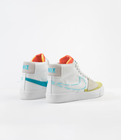 Nike SB Blazer Mid Edge Shoes - Summit White / Oracle Aqua - Summit White