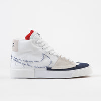 Nike SB Blazer Mid Edge Shoes - White / Midnight Navy - University Red thumbnail