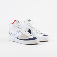 Nike SB Blazer Mid Edge Shoes - White / Midnight Navy - University Red thumbnail