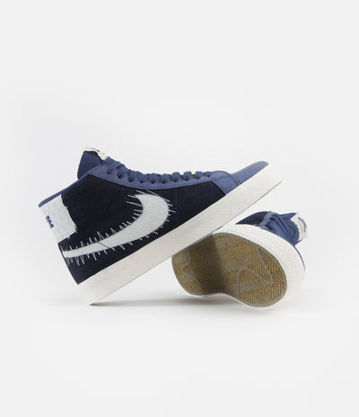 Nike SB Blazer Mid Premium Shoes - Mystic Navy / Sail - Sail - Gum Light Brown