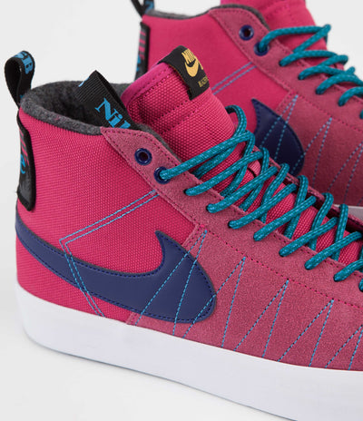 Nike SB Blazer Mid Premium Shoes - Rush Pink / Deep Royal Blue - Laser Blue