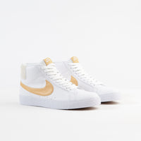 Nike SB Blazer Mid Premium Shoes - White / Celestial Gold thumbnail