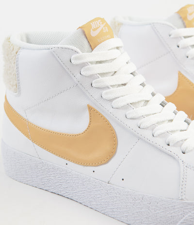 Nike SB Blazer Mid Premium Shoes - White / Celestial Gold