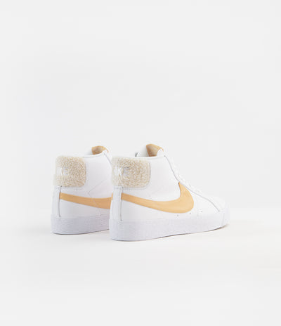 Nike SB Blazer Mid Premium Shoes - White / Celestial Gold