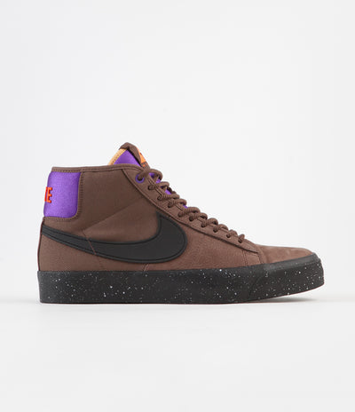 Nike SB Blazer Mid Pro GT QS Shoes - Trails End Brown / Black - Prism Violet