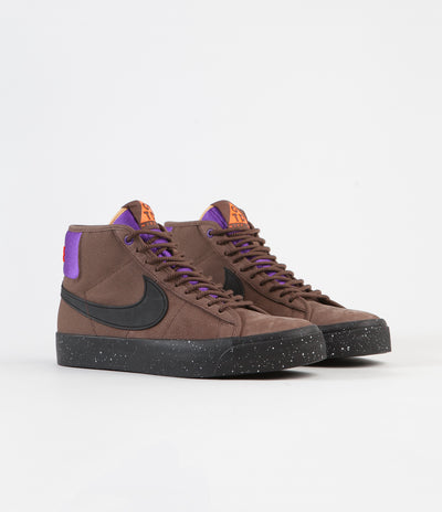 Nike SB Blazer Mid Pro GT QS Shoes - Trails End Brown / Black - Prism Violet