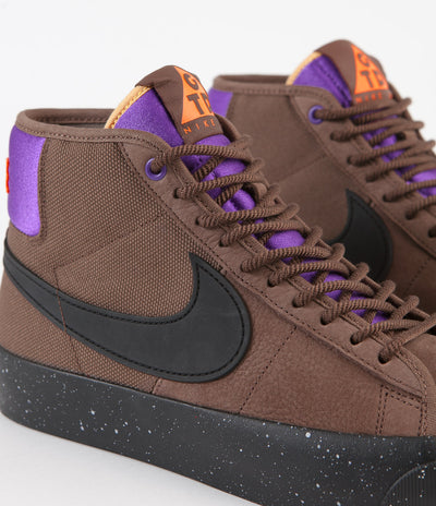 Nike SB Blazer Mid Pro GT QS Shoes - Trails End Brown / Black - Prism Violet