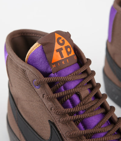 Nike SB Blazer Mid Pro GT QS Shoes - Trails End Brown / Black - Prism Violet