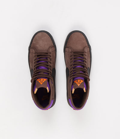 Nike SB Blazer Mid Pro GT QS Shoes - Trails End Brown / Black - Prism Violet