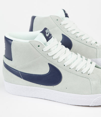 Nike SB Blazer Mid Shoes - Barely Green / Navy - Barely Green - White