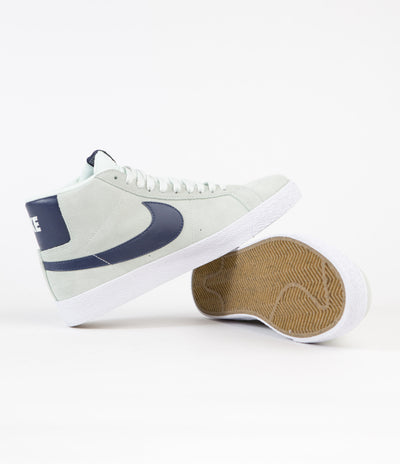 Nike SB Blazer Mid Shoes - Barely Green / Navy - Barely Green - White