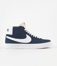 Nike SB Blazer Mid Shoes - Navy / White - Black - University Red