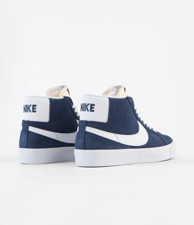 Nike SB Blazer Mid Shoes - Navy / White - Black - University Red