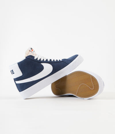 Nike SB Blazer Mid Shoes - Navy / White - Black - University Red